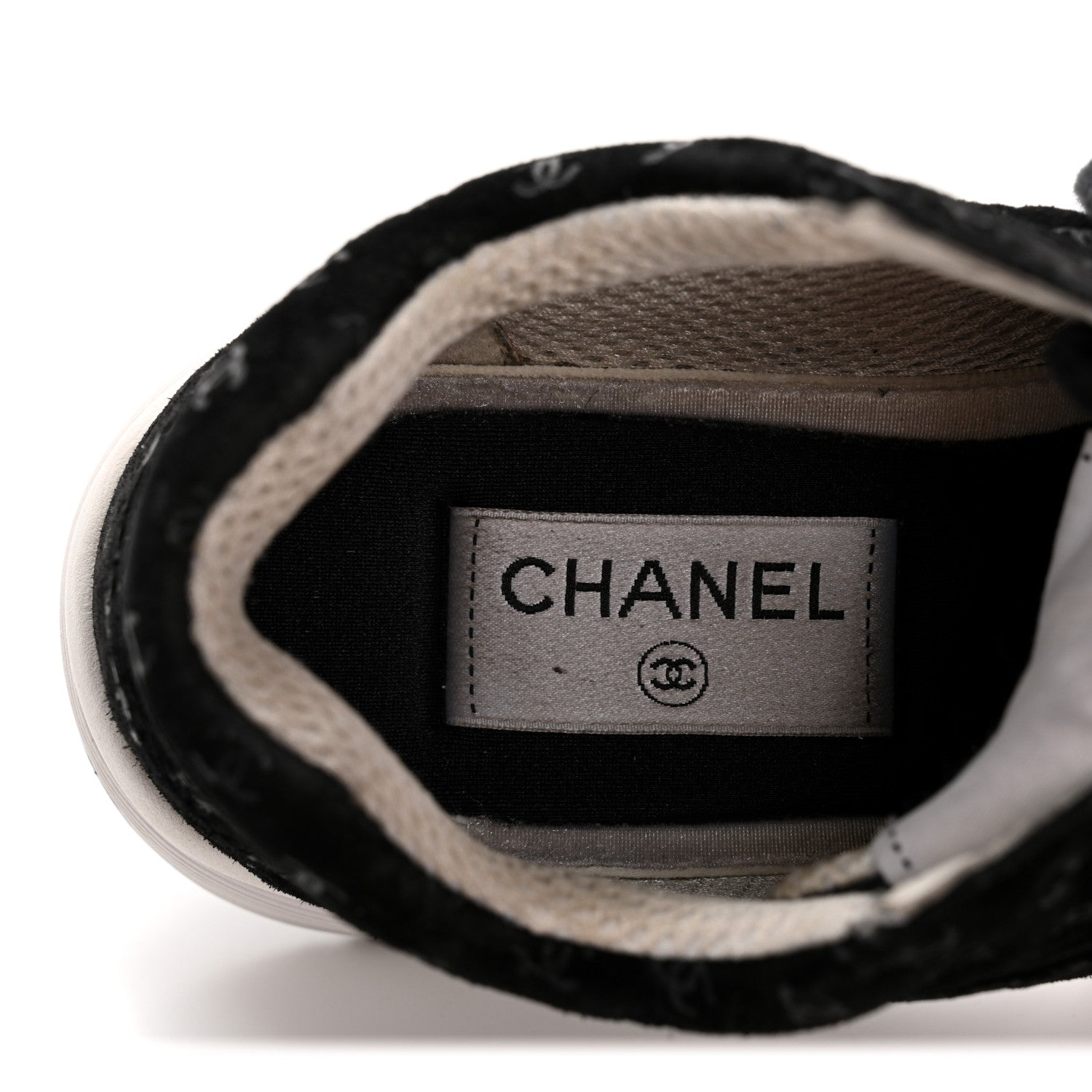 Chanel Suede Calfskin Printed CC Sneakers 35 Black 7 of 10