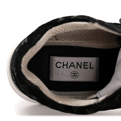 Chanel Suede Calfskin Printed CC Sneakers 35 Black 7 of 10