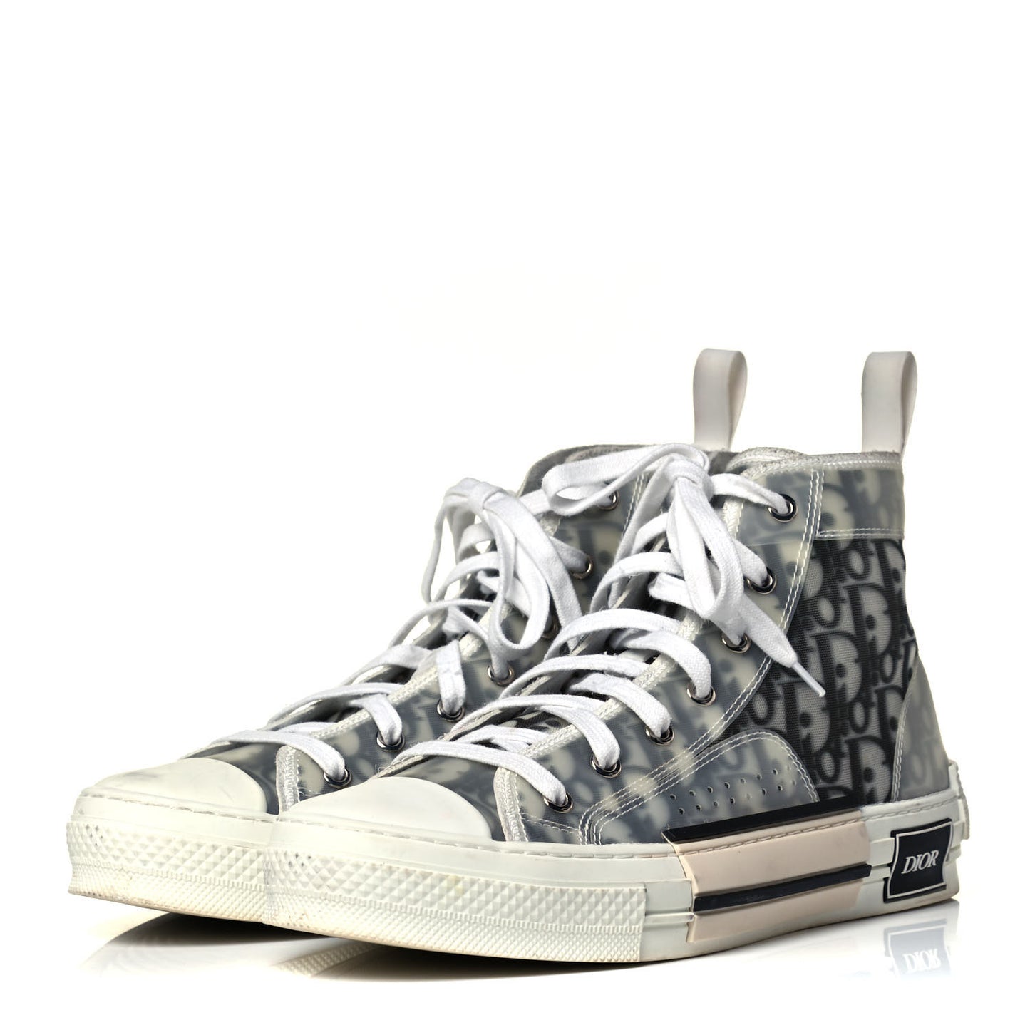 Technical Canvas Oblique Mens B23 High Top Sneakers 41 White Black