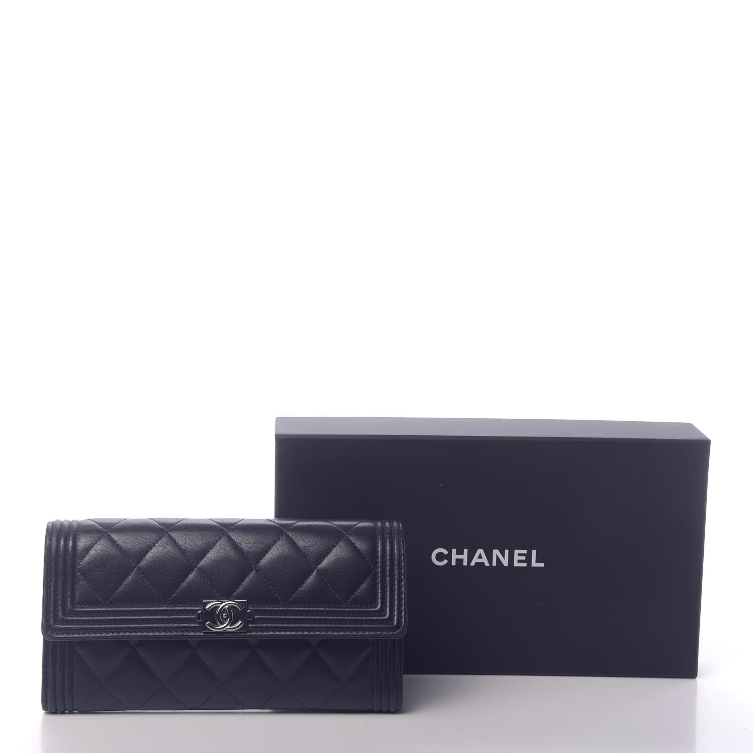 Chanel Lambskin Quilted Boy Flap Wallet Blue 9 of 9