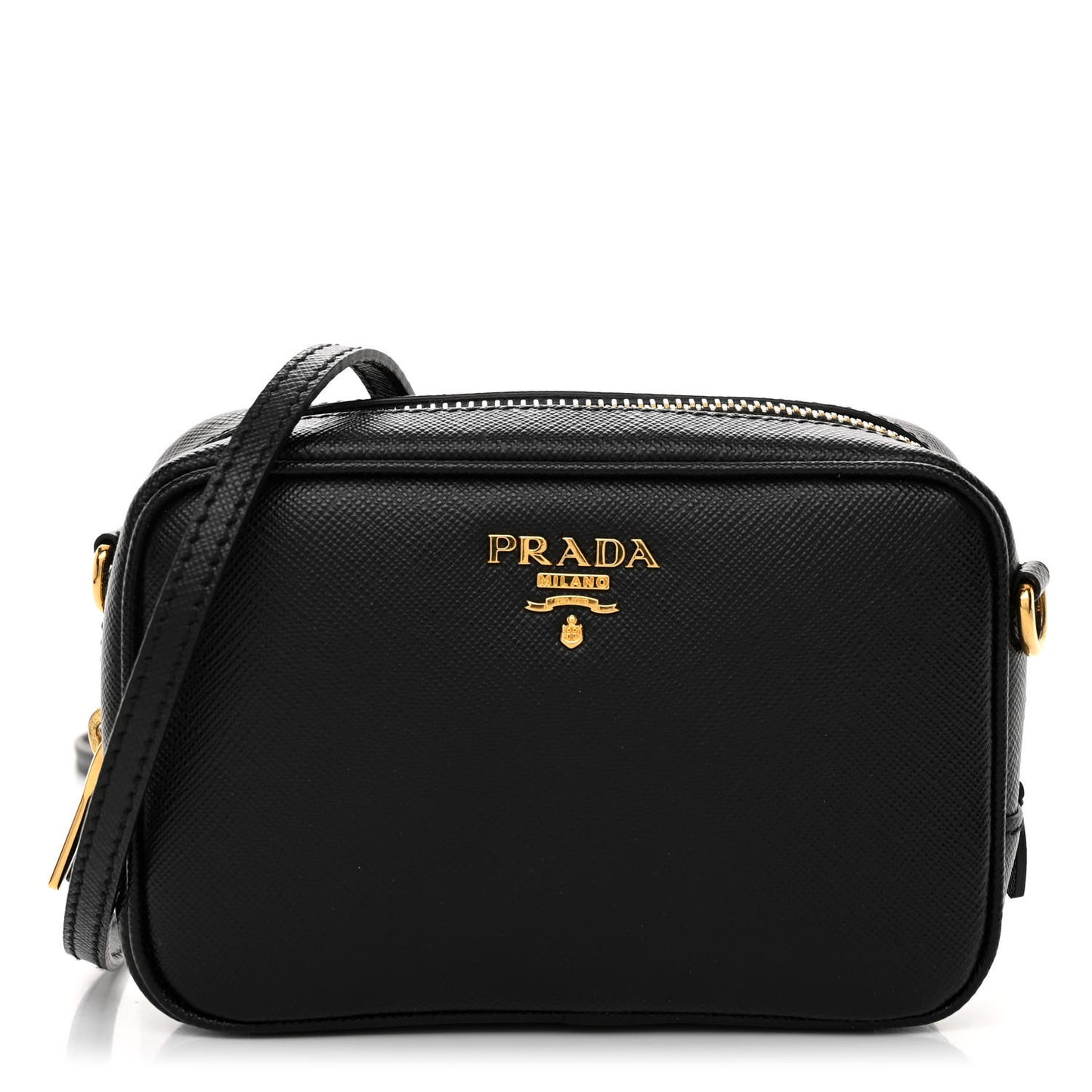 Saffiano Mini Camera Crossbody Bag Black