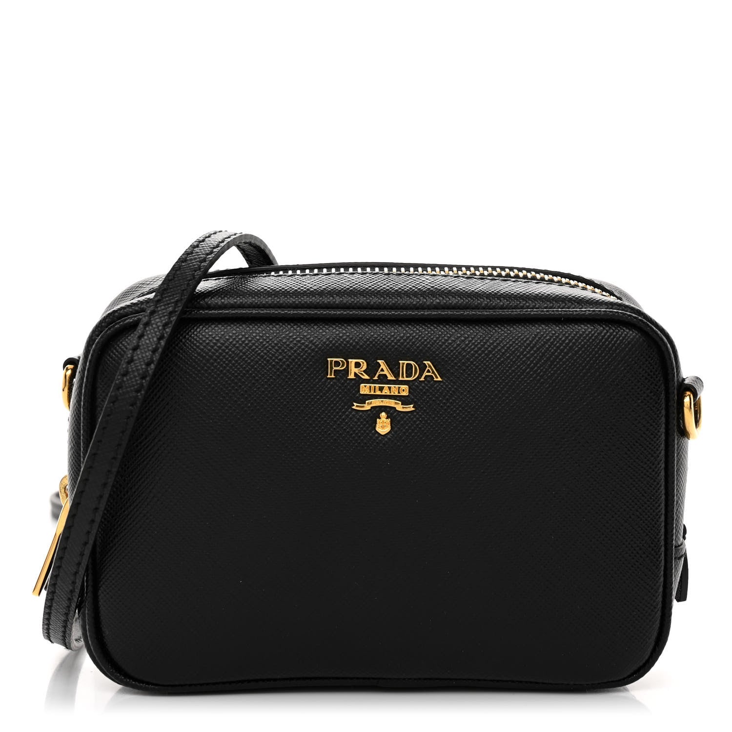 Prada Saffiano Mini Camera Crossbody Bag Black 1 of 9