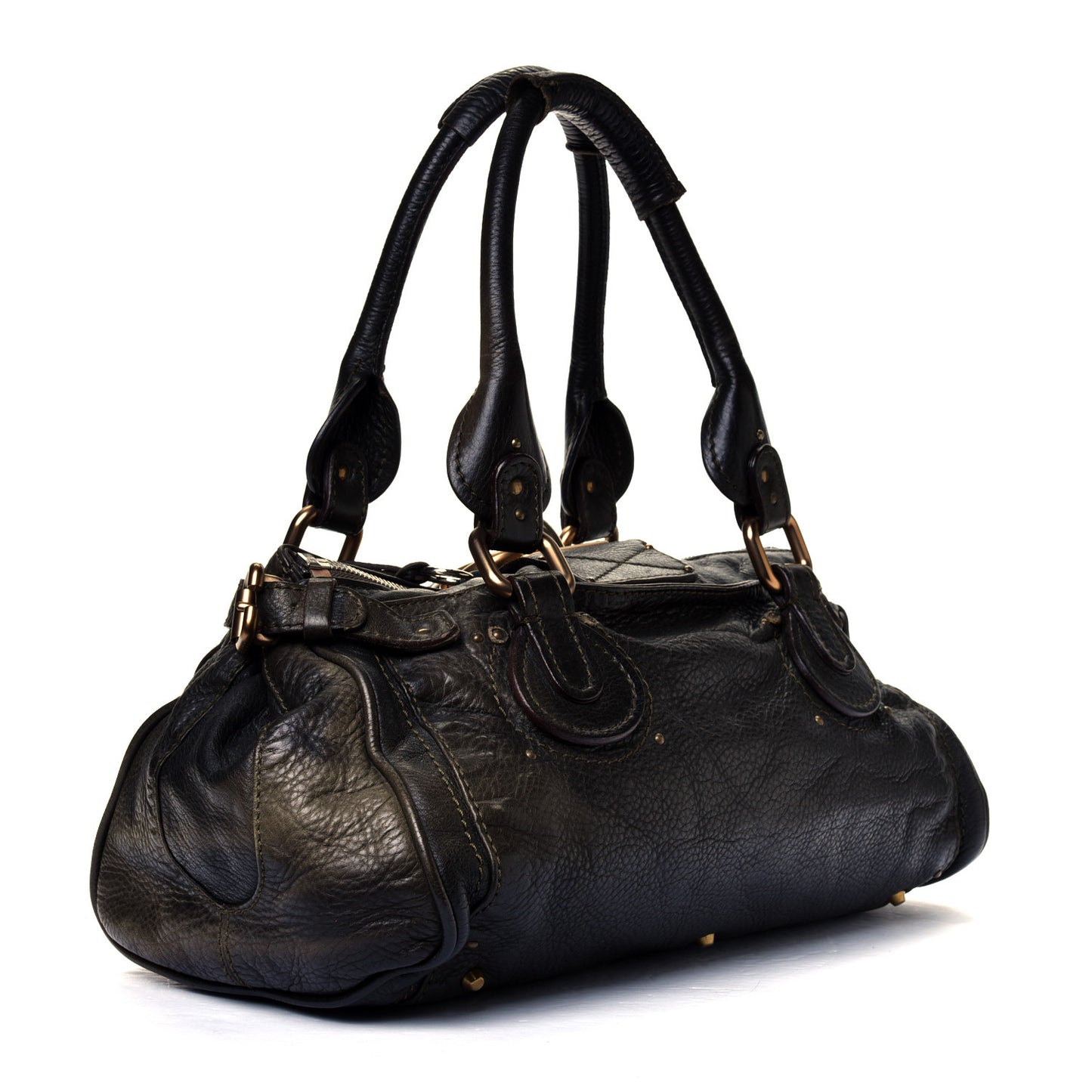 Calfskin Medium Paddington Satchel Black