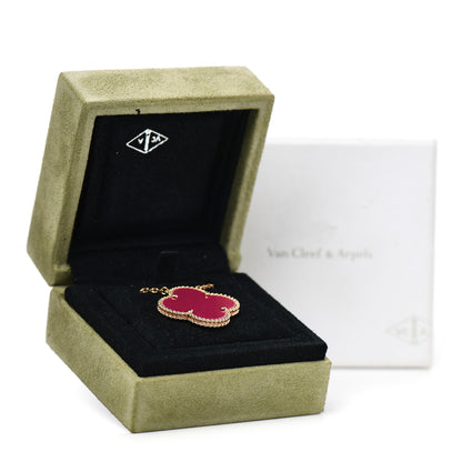 Van Cleef & Arpels 18K Rose Gold Raspberry Pink Sevres Porcelain Magic Alhambra Pendant Necklace 6 of 6