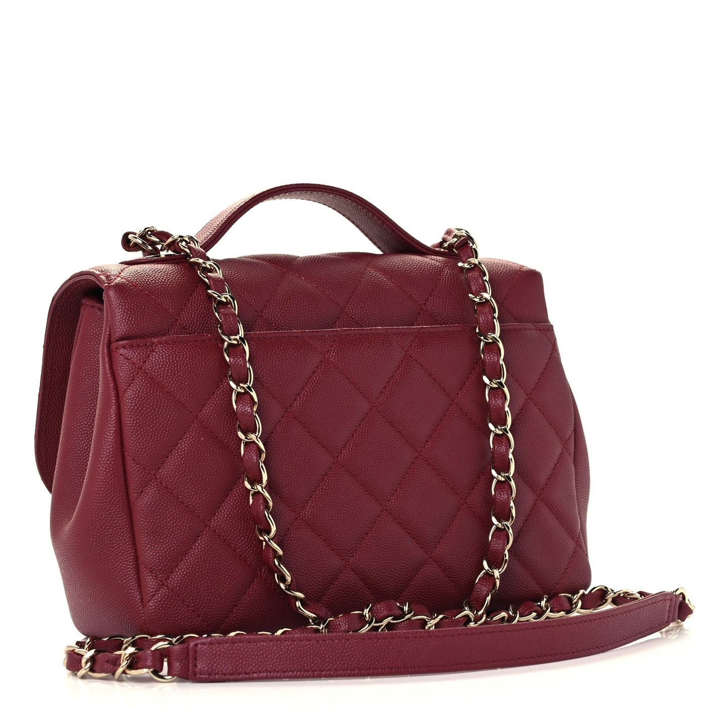 Caviar Quilted Small Business Affinity Flap Burgundy