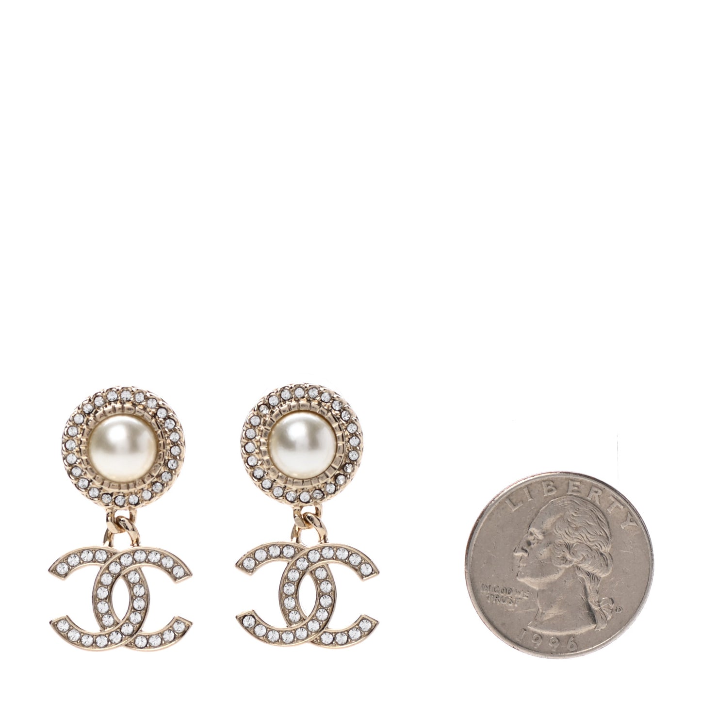 Crystal Pearl Bow-tiful CC Drop Earrings Gold