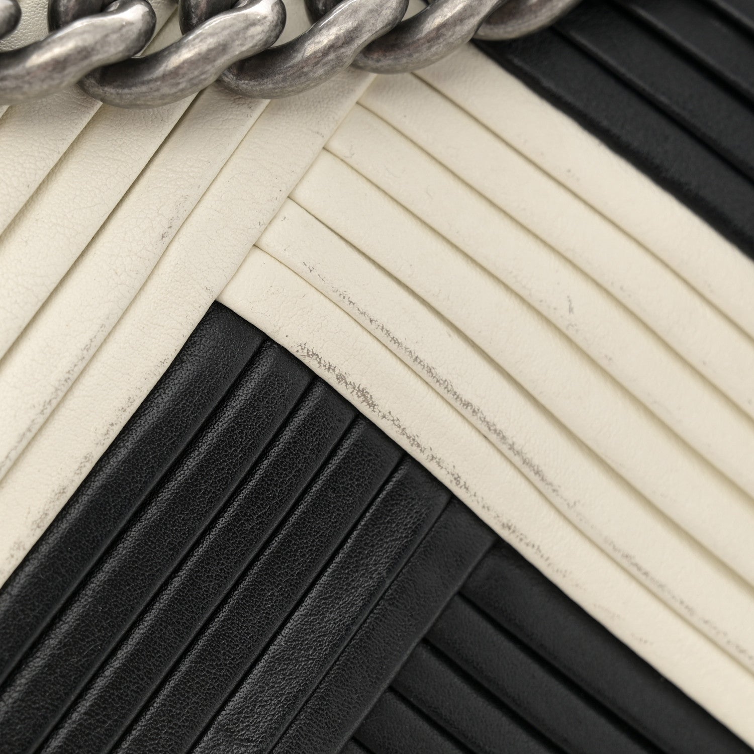 Chanel Calfskin Pleated Small Boy In Rome Flap Black White 12 of 15