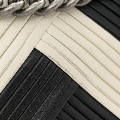 Chanel Calfskin Pleated Small Boy In Rome Flap Black White 12 of 15