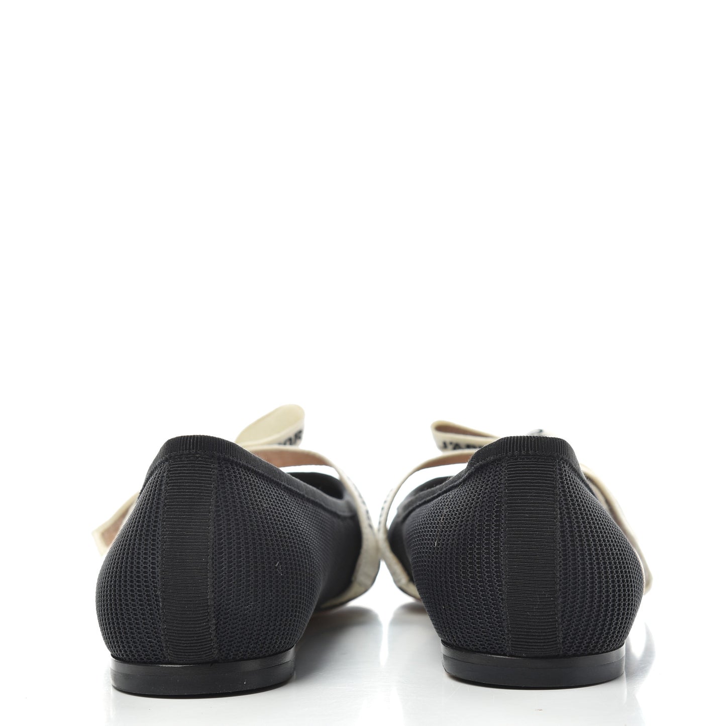 Fabric Ribbon Embroidered J'Adior Ballet Flats 37.5 Black