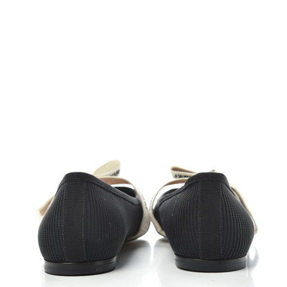 Christian Dior Fabric Ribbon Embroidered J'Adior Ballet Flats 37.5 Black 7 of 11