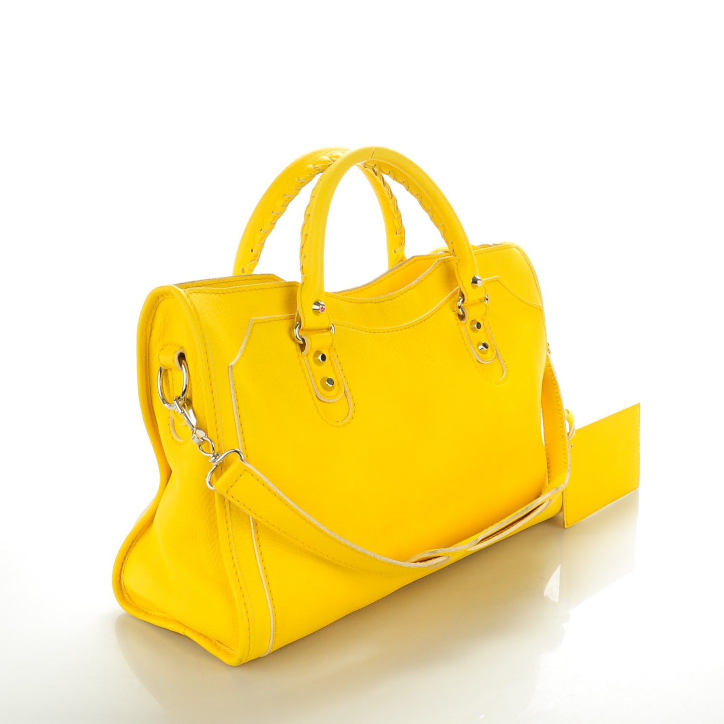Supple Grained Calfskin Classic Silver Hardware Highlight City Jaune Soleil