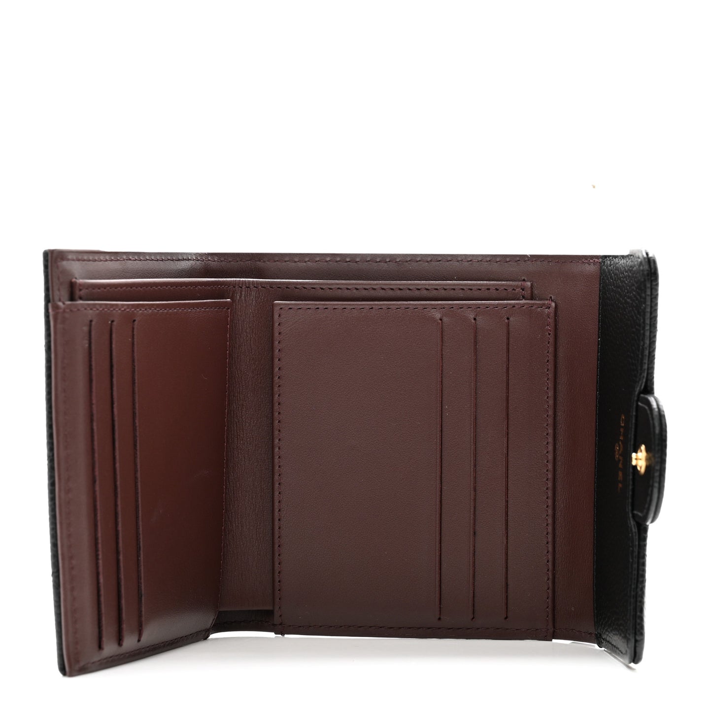 Caviar Quilted Compact Flap Wallet Black