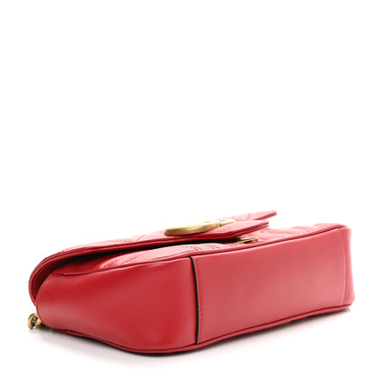 Gucci Calfskin Matelasse Mini GG Marmont Shoulder Bag Hibiscus Red 4 of 9