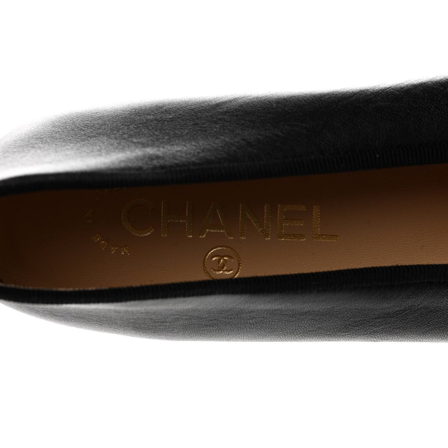 Lambskin Patent Cap Toe CC Ballerina Flats 37 Black