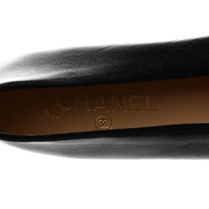 Chanel Lambskin Patent Cap Toe CC Ballerina Flats 37 Black 7 of 11