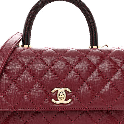 Chanel Caviar Lizard Embossed Quilted Mini Coco Handle Flap Burgundy 5 of 10