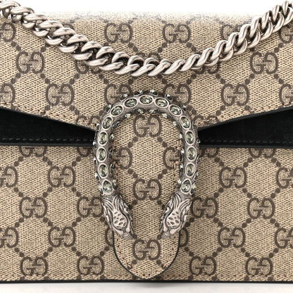 Gucci GG Supreme Monogram Suede Crystal Small Dionysus Shoulder Bag Beige Ebony Black 8 of 10