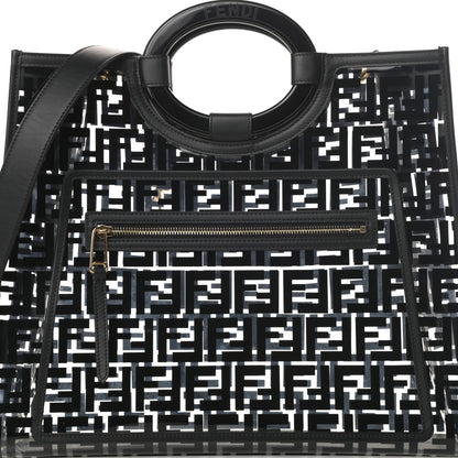 Fendi TPU FF Vitello Century Plexiglass Medium Runaway Shopper Tote Black 7 of 12