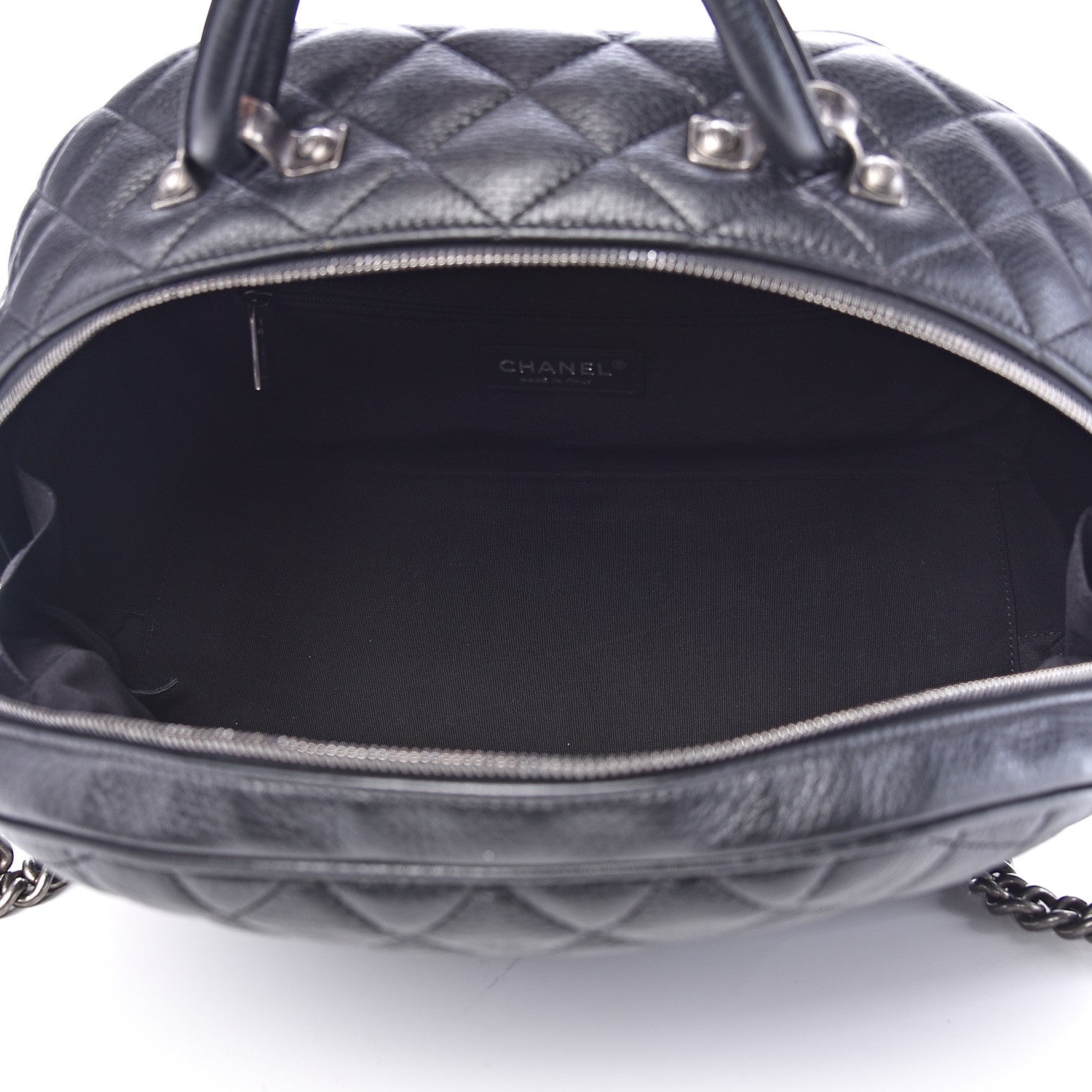Chanel Calfskin Quilted Medium Airlines Round Trip Bowling Bag Black 4 of 11