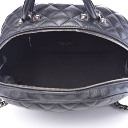 Chanel Calfskin Quilted Medium Airlines Round Trip Bowling Bag Black 4 of 11