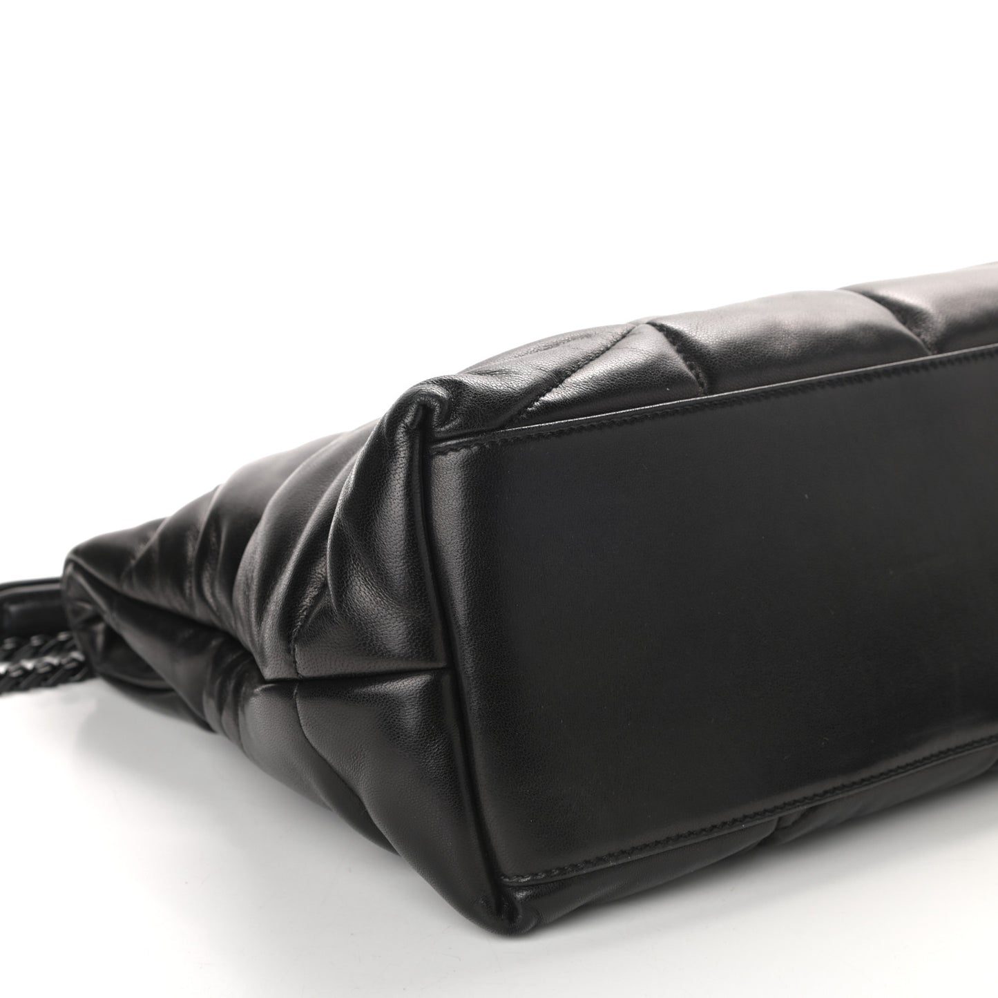 Lambskin Quilted Medium Loulou Puffer Monogram Chain Satchel Black