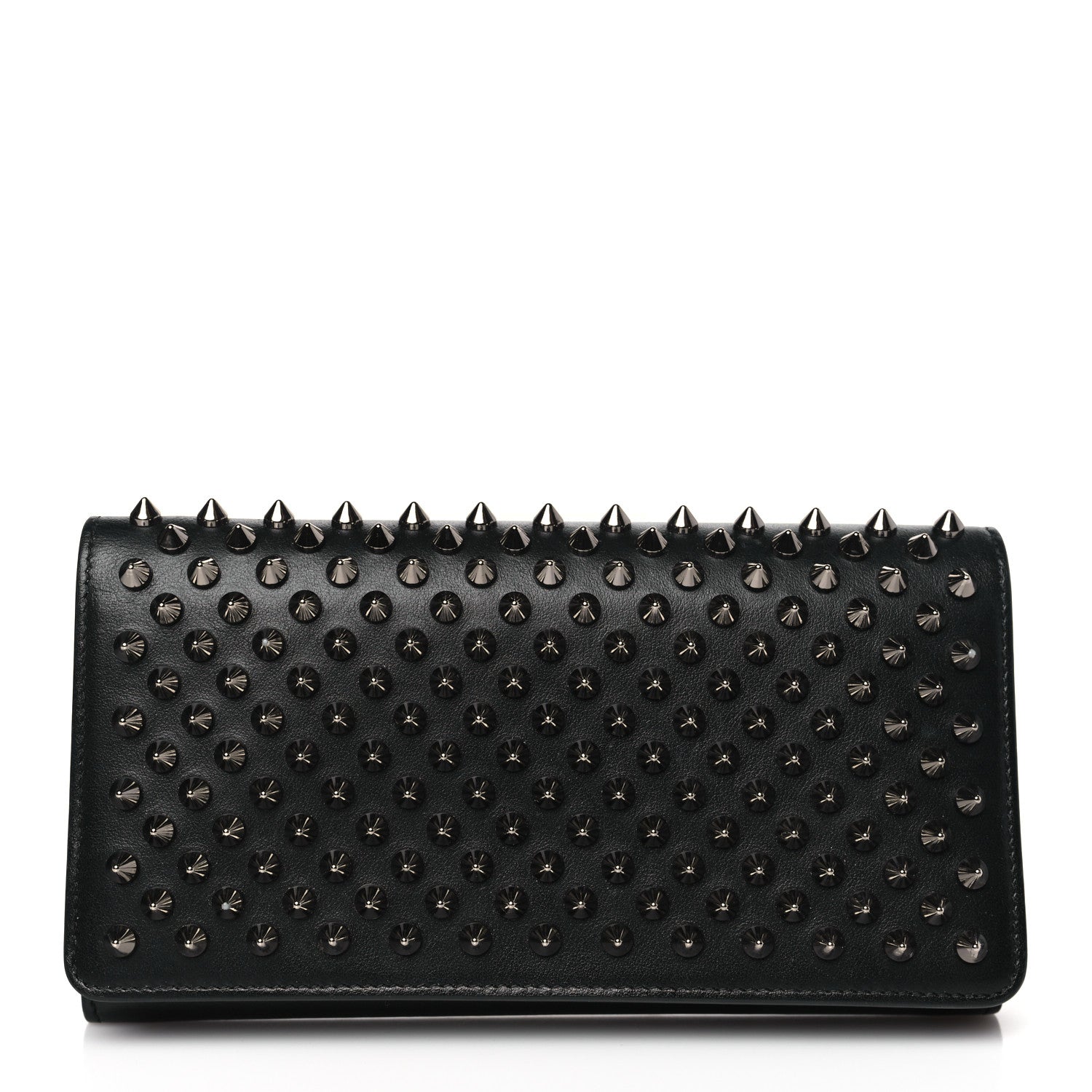 Christian Louboutin Calfskin Macaron Spiked Flap Wallet Black 1 of 8