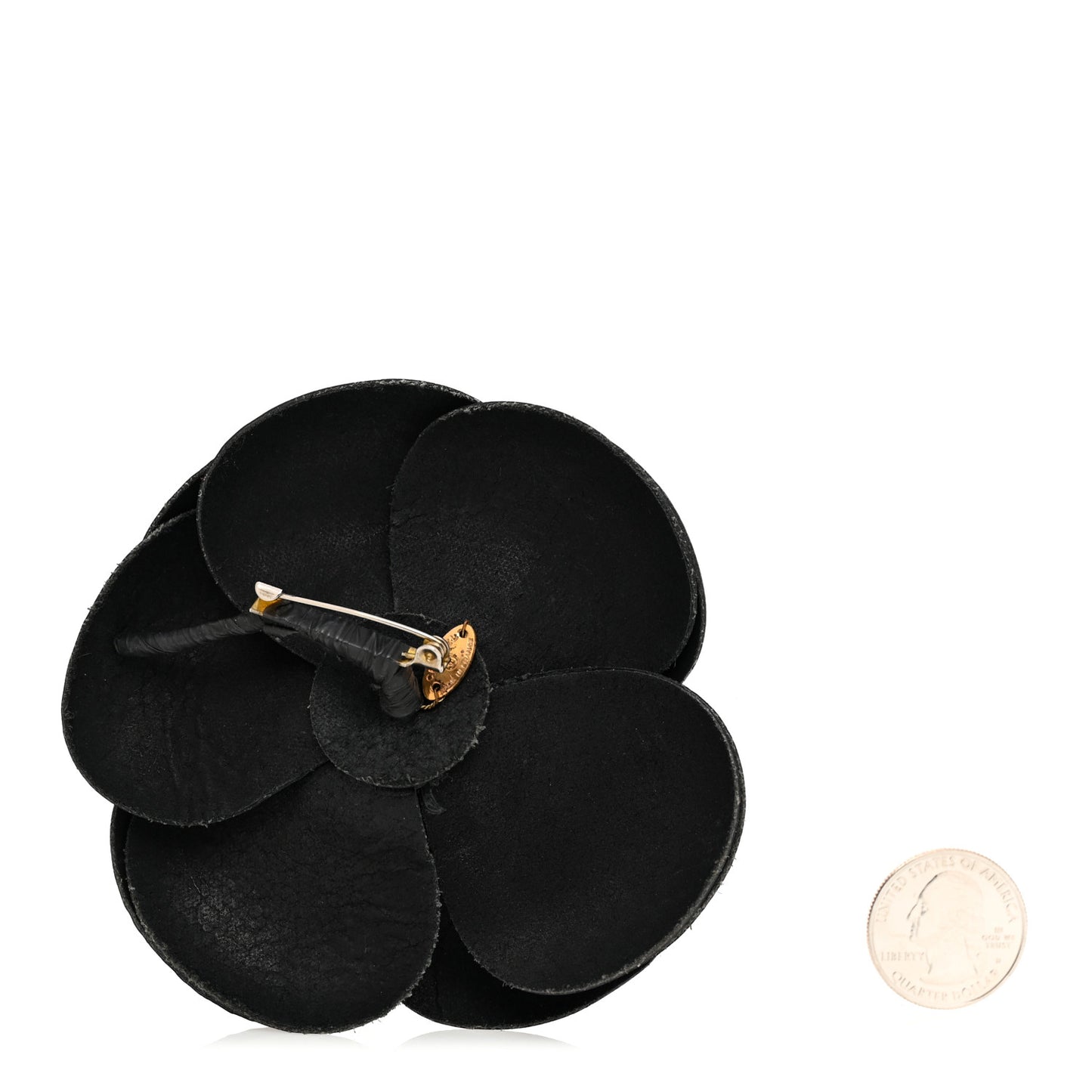 Patent Camellia Brooch Black