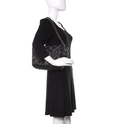Chanel Nylon Quilted Tweed Stitch Bubble Flap Black 2 of 14