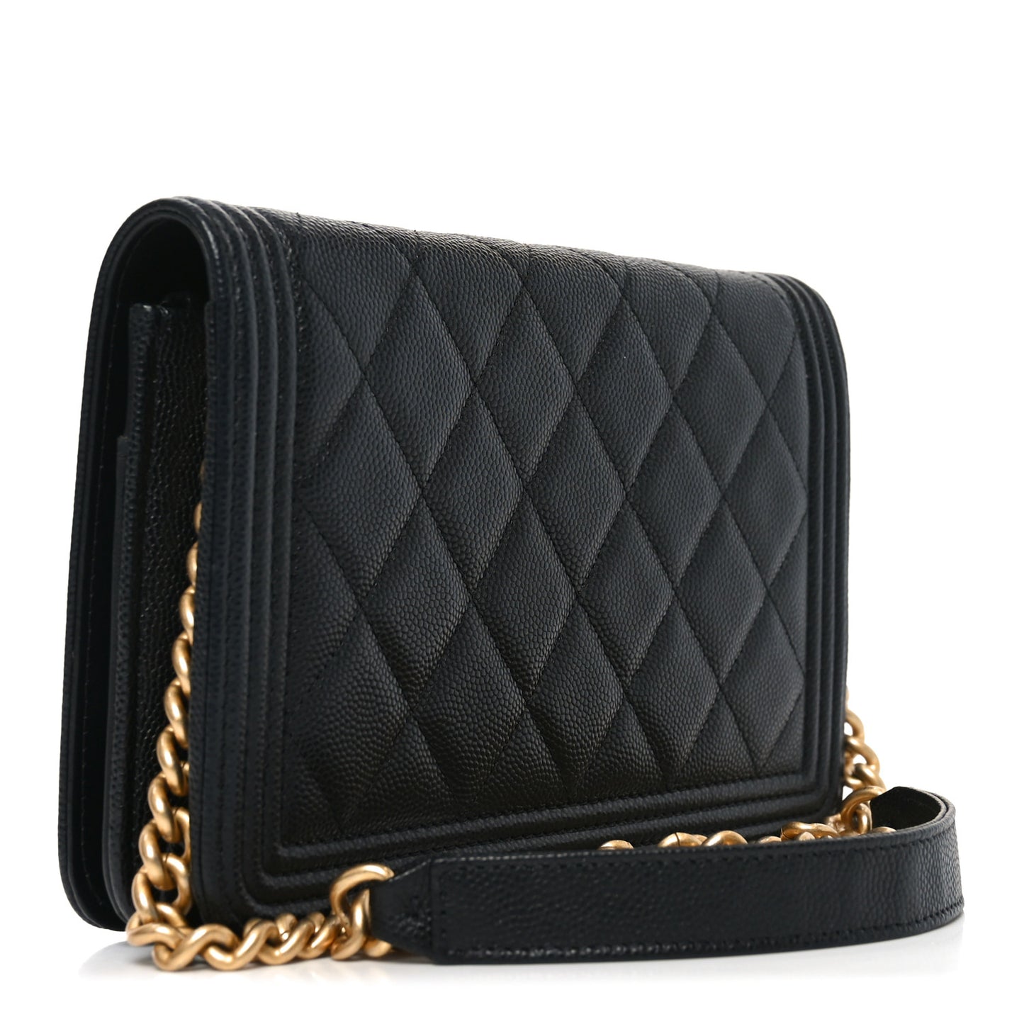 Caviar Quilted Boy Wallet On Chain WOC Black