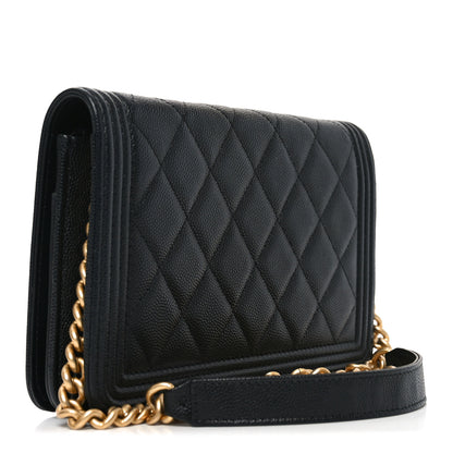 Chanel Caviar Quilted Boy Wallet On Chain WOC Black 3 of 12