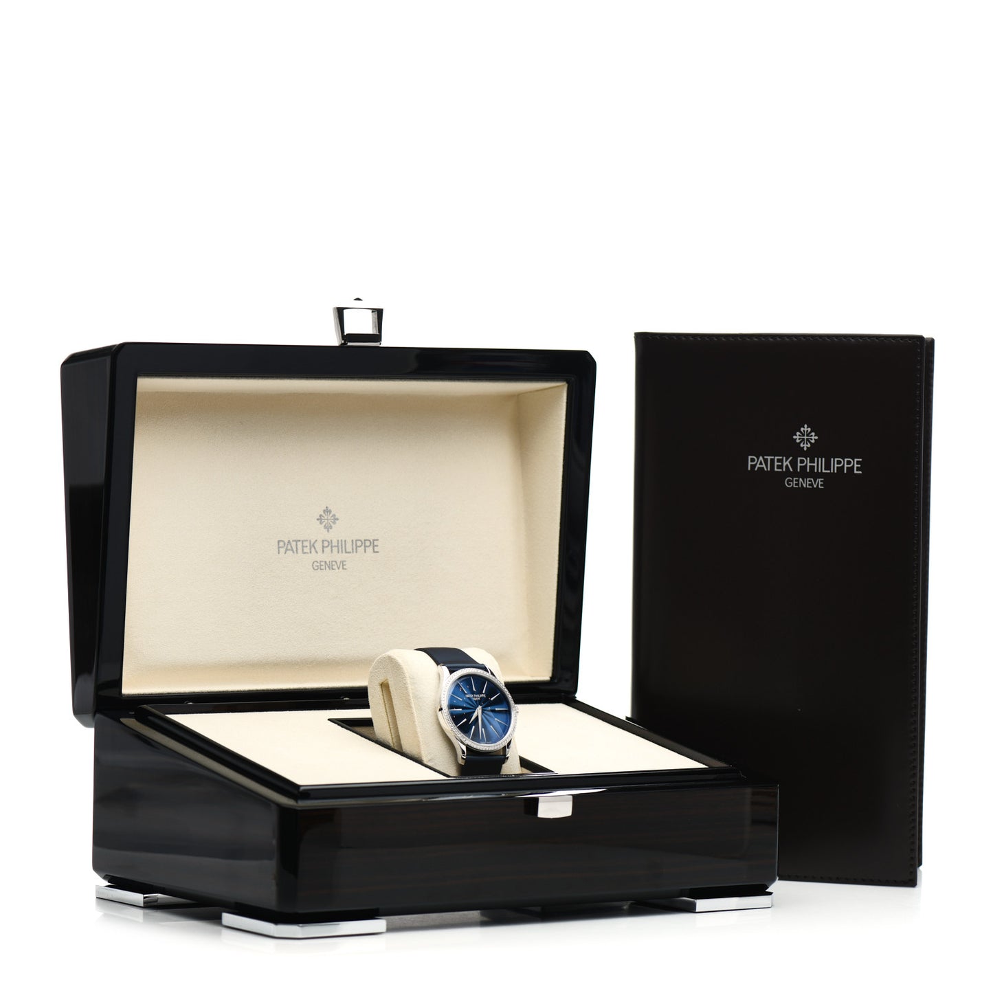 18K White Gold Satin Diamond 35mm Calatrava Automatic Watch Midnight Blue 4997/200G