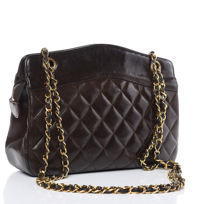 Chanel Lambskin Quilted Shoulder Bag Dark Brown 3 of 17