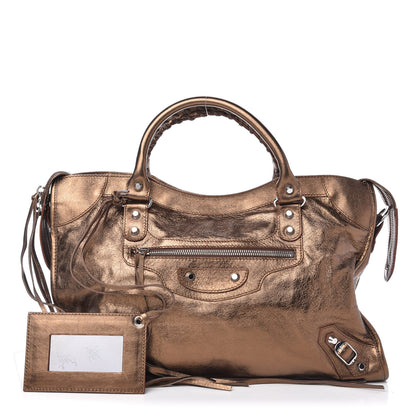 Balenciaga Metallic Agneau Classic Silver Hardware Cityparkle Bronze 1 of 9
