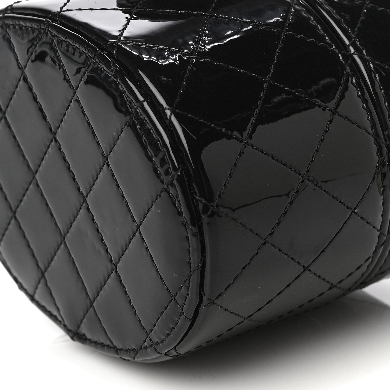 Chanel Patent Quilted Round Small Vanity With Chain Black 10 of 11