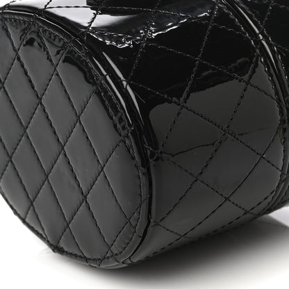 Chanel Patent Quilted Round Small Vanity With Chain Black 10 of 11