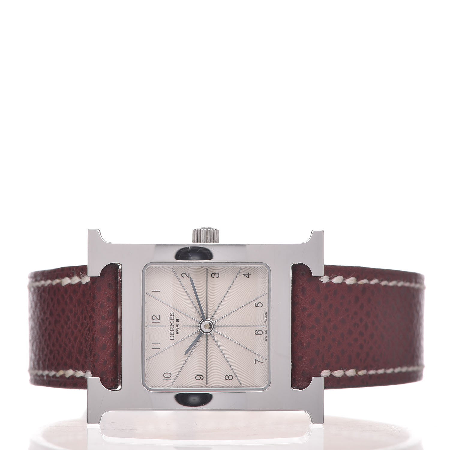Hermes Stainless Steel Epsom 21mm Heure H Hour Quartz Watch Brique 3 of 8