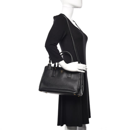 Prada Saffiano Small Galleria Double Zip Tote Black 2 of 12