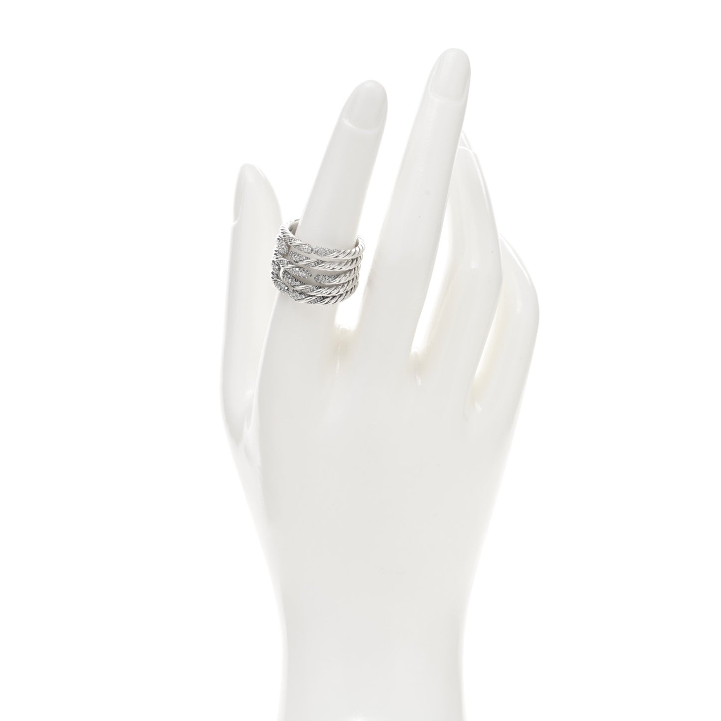 Sterling Silver Diamond Willow Five Row Ring 53 6.25