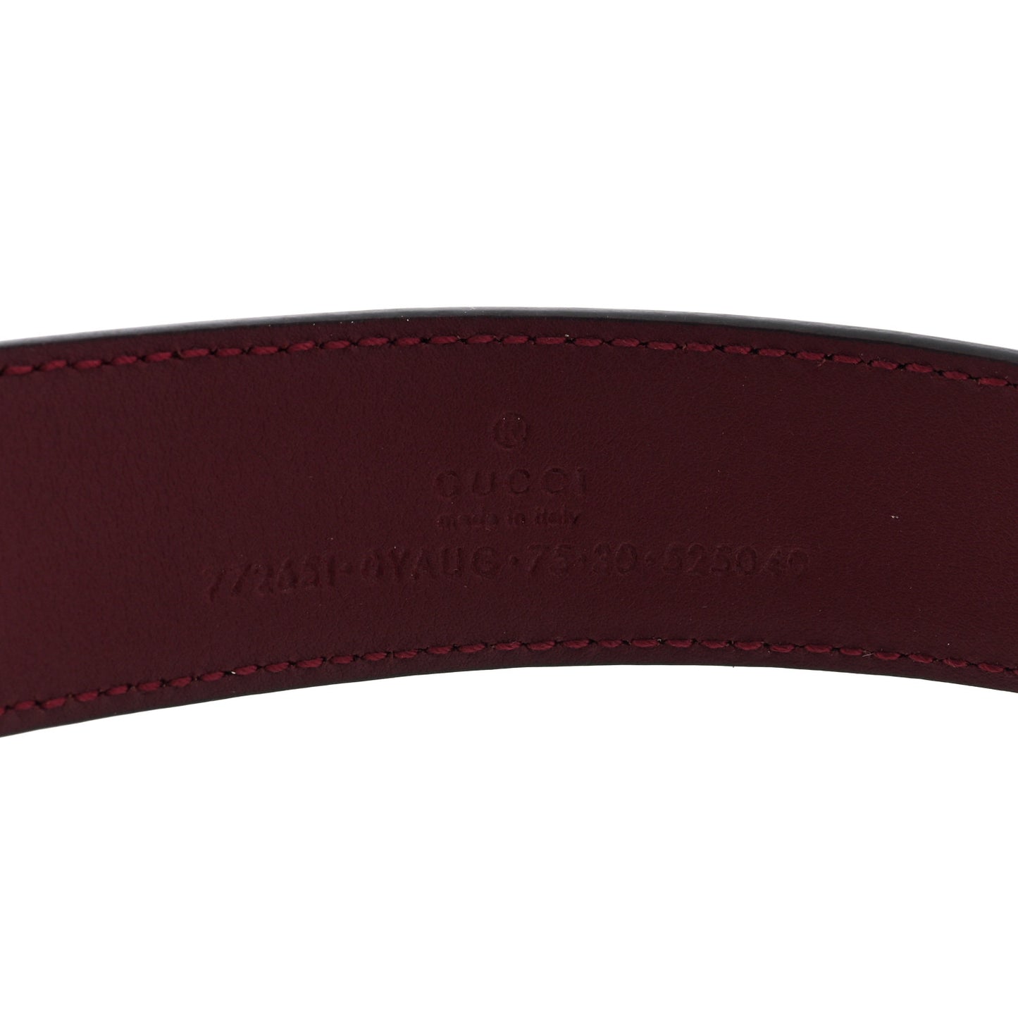 Calfskin Baguette Crystal Double G 30mm Belt 75 30 Burgundy