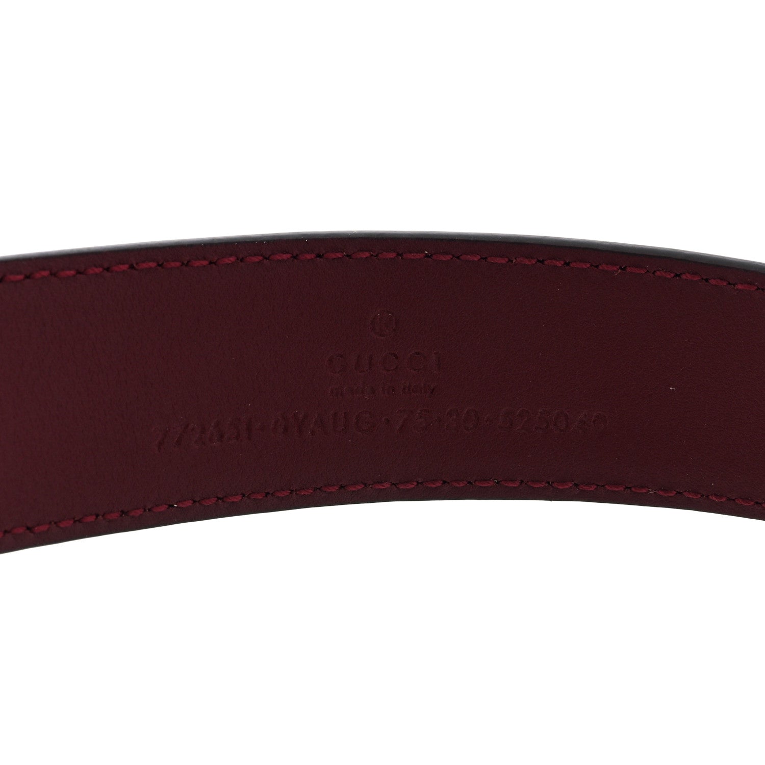 Gucci Calfskin Baguette Crystal Double G 30mm Belt 75 30 Burgundy 3 of 4