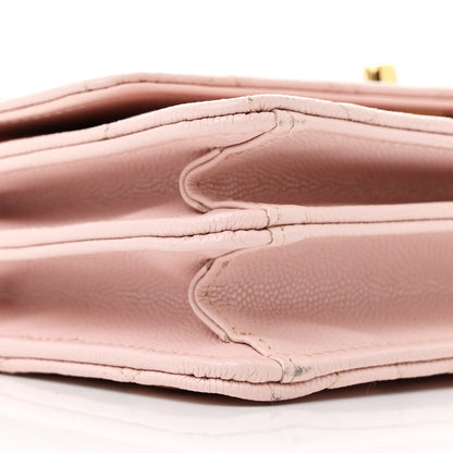 Chanel Shiny Caviar Quilted Flap Charm Wallet On Chain WOC Light Pink 12 of 14