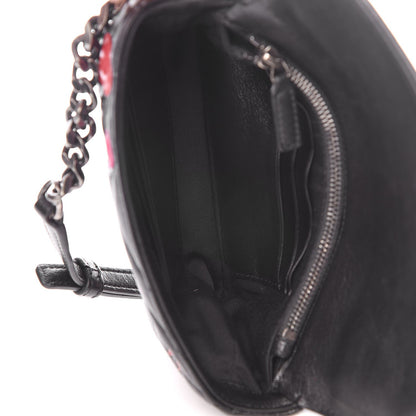 Saint Laurent Calfskin Matelasse Chevron Heart Patchwork Monogram College Chain Wallet Black 5 of 7