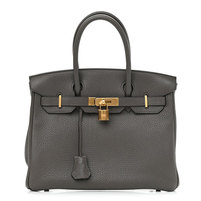 Hermes Taurillon Clemence Birkin 30 Etain 1 of 12