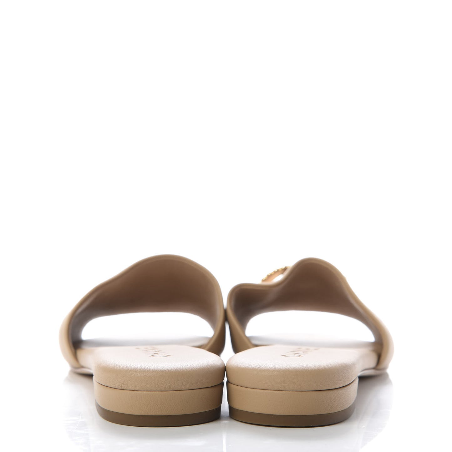 Lambskin Enamel CC Mules 38 Beige