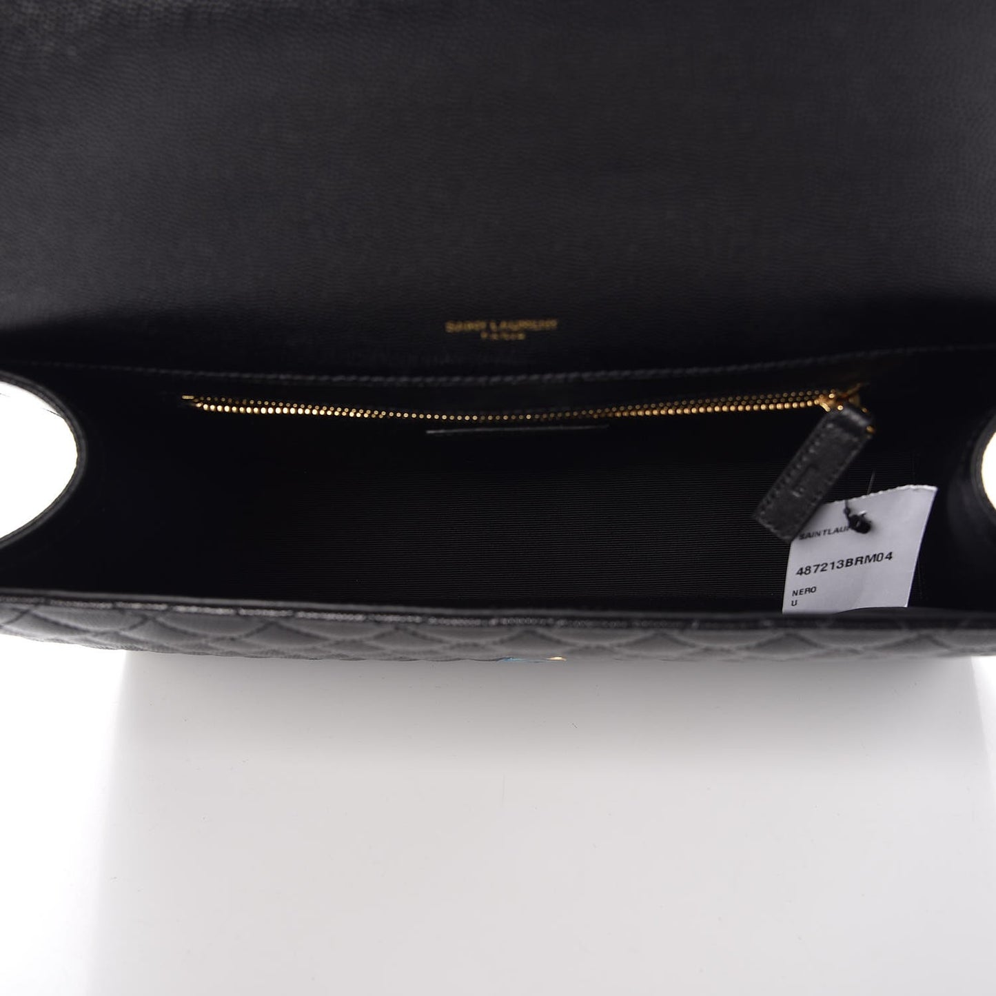 Grain De Poudre Textured Mixed Matelasse Large Triquilt Monogram Satchel Black