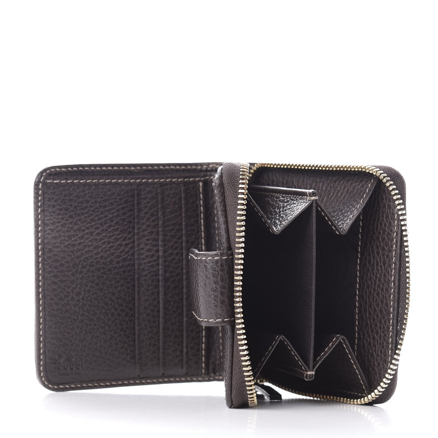 Gucci Crystal Monogram Dollar Calfskin Zip Around French Wallet Beige Ebony Testa di Moro 5 of 7