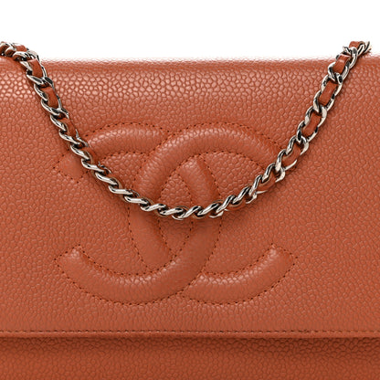 Chanel Caviar Timeless CC Wallet On Chain WOC Orange 9 of 11