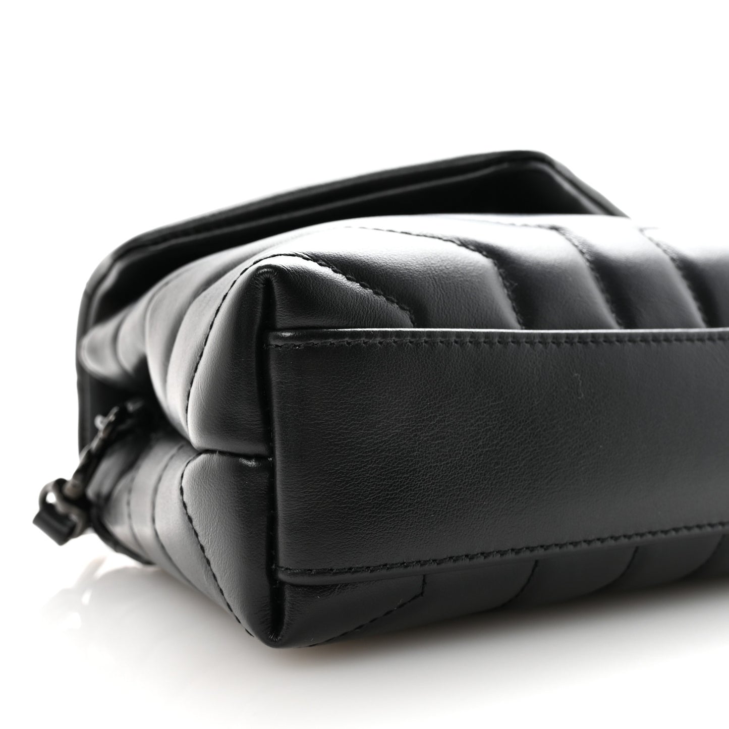 Calfskin Y Quilted Monogram Monochrome Toy Loulou Crossbody Bag Black
