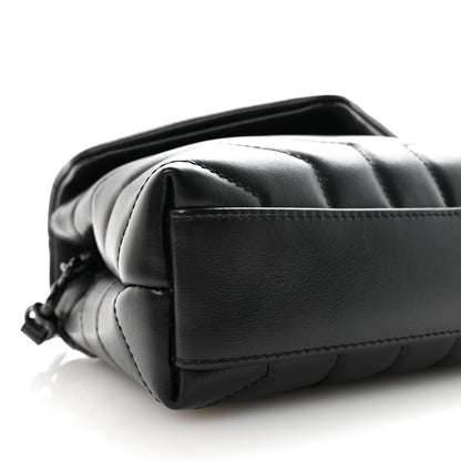 Saint Laurent Calfskin Y Quilted Monogram Monochrome Toy Loulou Crossbody Bag Black 8 of 9