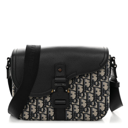 Christian Dior Grained Calfskin Oblique Saddle Messenger Black 1 of 11